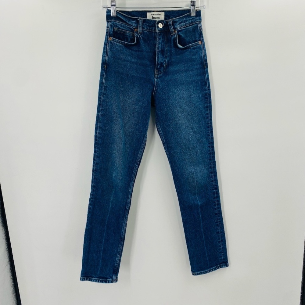 Reformation High Straight Leg Jeans Dark Wash Size 24